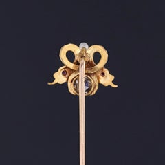 Antique Rosecut Diamond Snake Stickpin of 14k Gold