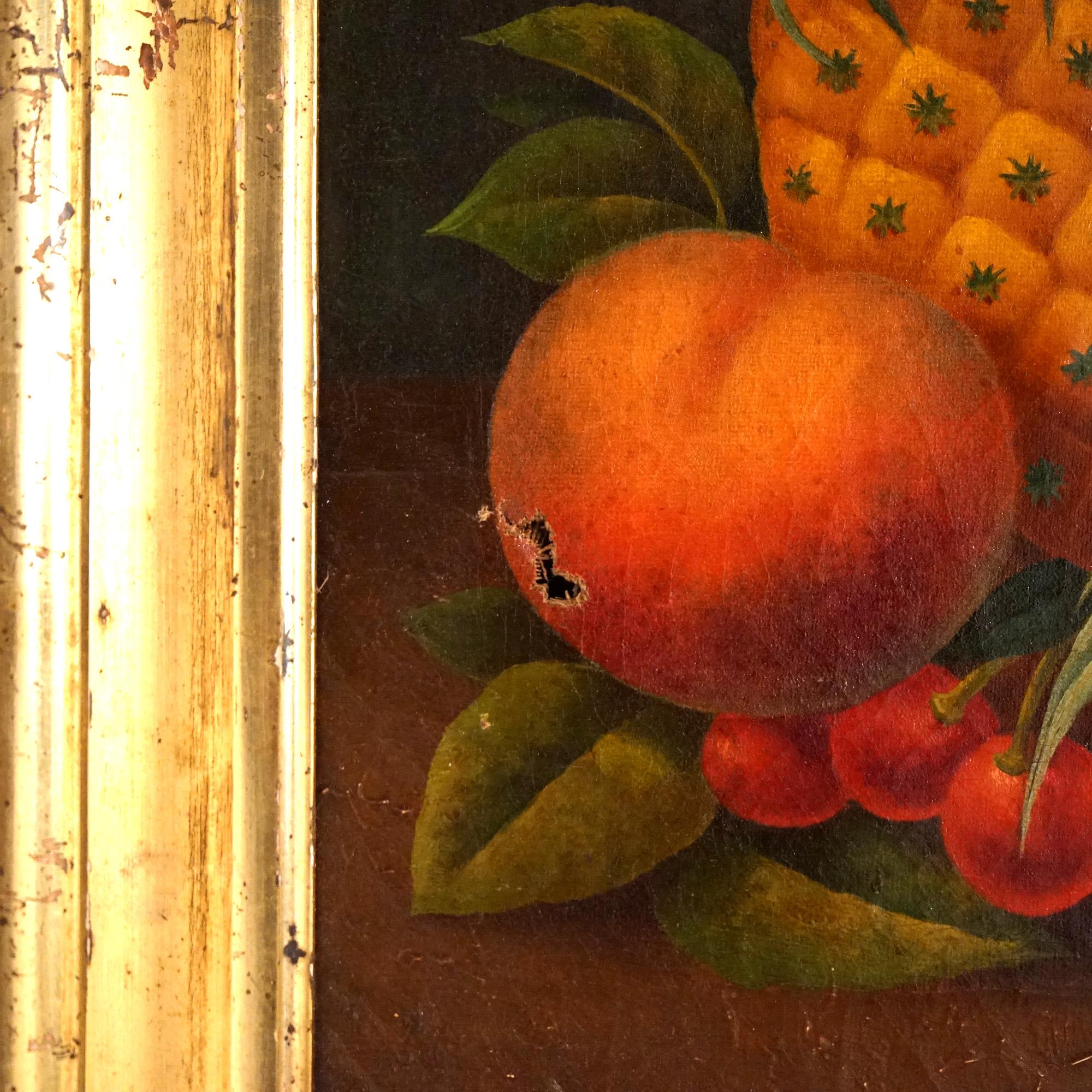 Antikes Volkskunst-Obststillleben der Rosen-Schule, Öl 0n, Leinwand, Gemälde C1830 im Angebot 2