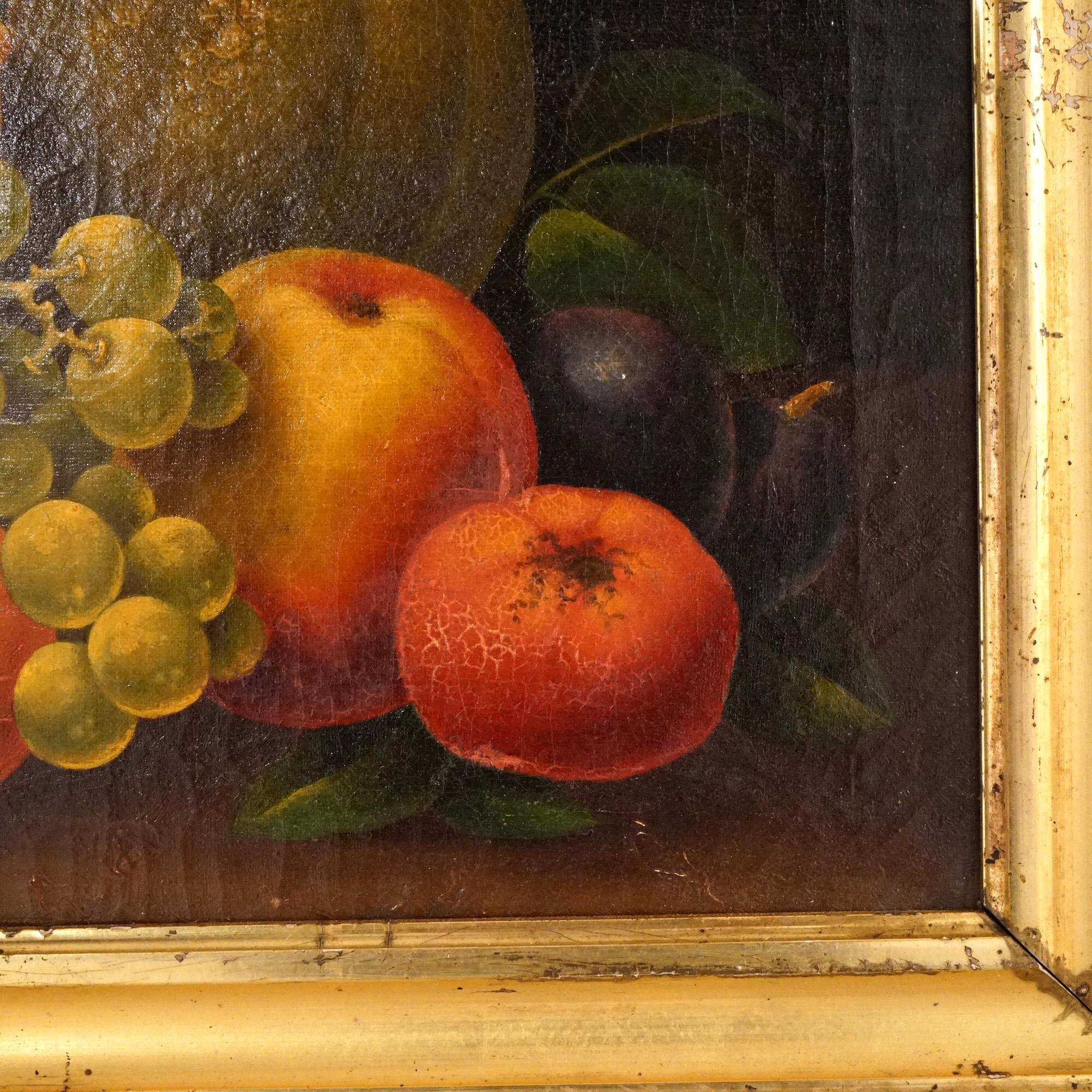 Antikes Volkskunst-Obststillleben der Rosen-Schule, Öl 0n, Leinwand, Gemälde C1830 im Angebot 3