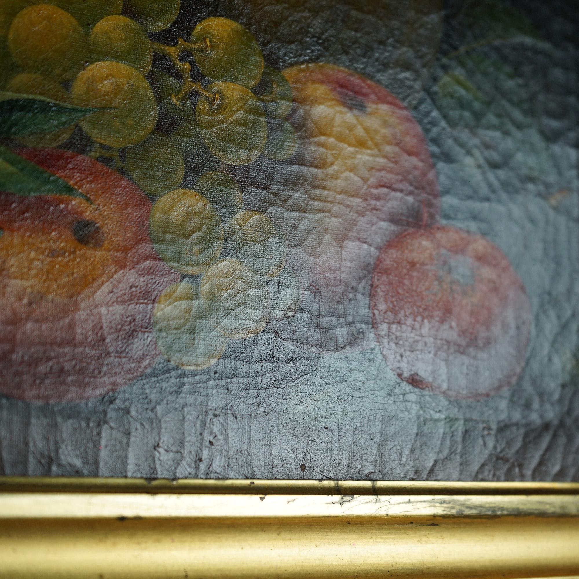 Antikes Volkskunst-Obststillleben der Rosen-Schule, Öl 0n, Leinwand, Gemälde C1830 im Angebot 4