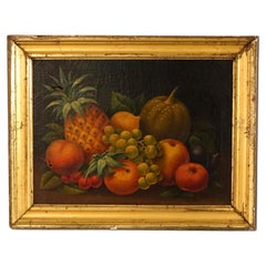 Antikes Volkskunst-Obststillleben der Rosen-Schule, Öl 0n, Leinwand, Gemälde C1830