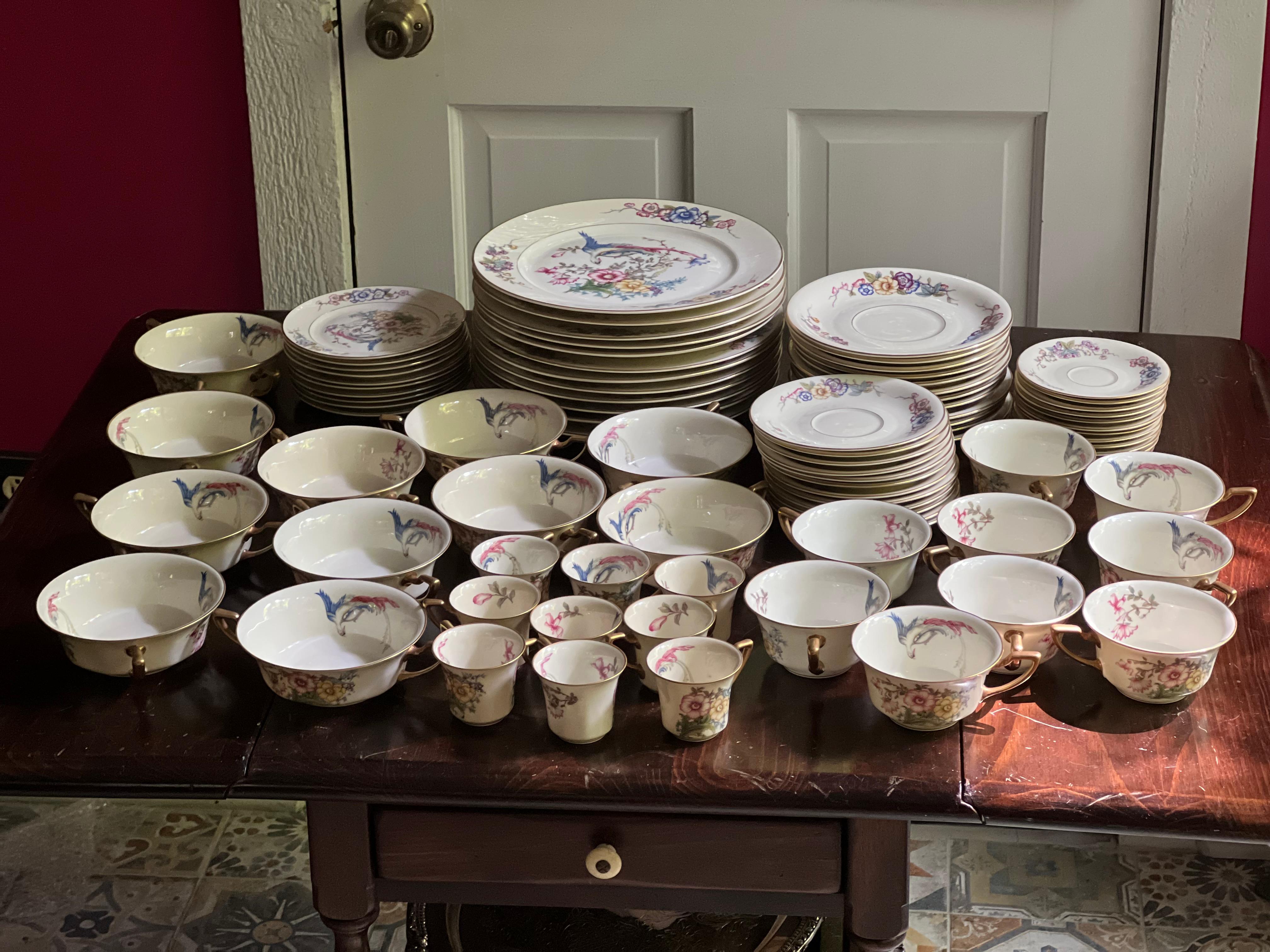 Juego antiguo de porcelana fina Rosenthal Ivory Bavaria Phoenix- 87 piezas Alemán en venta