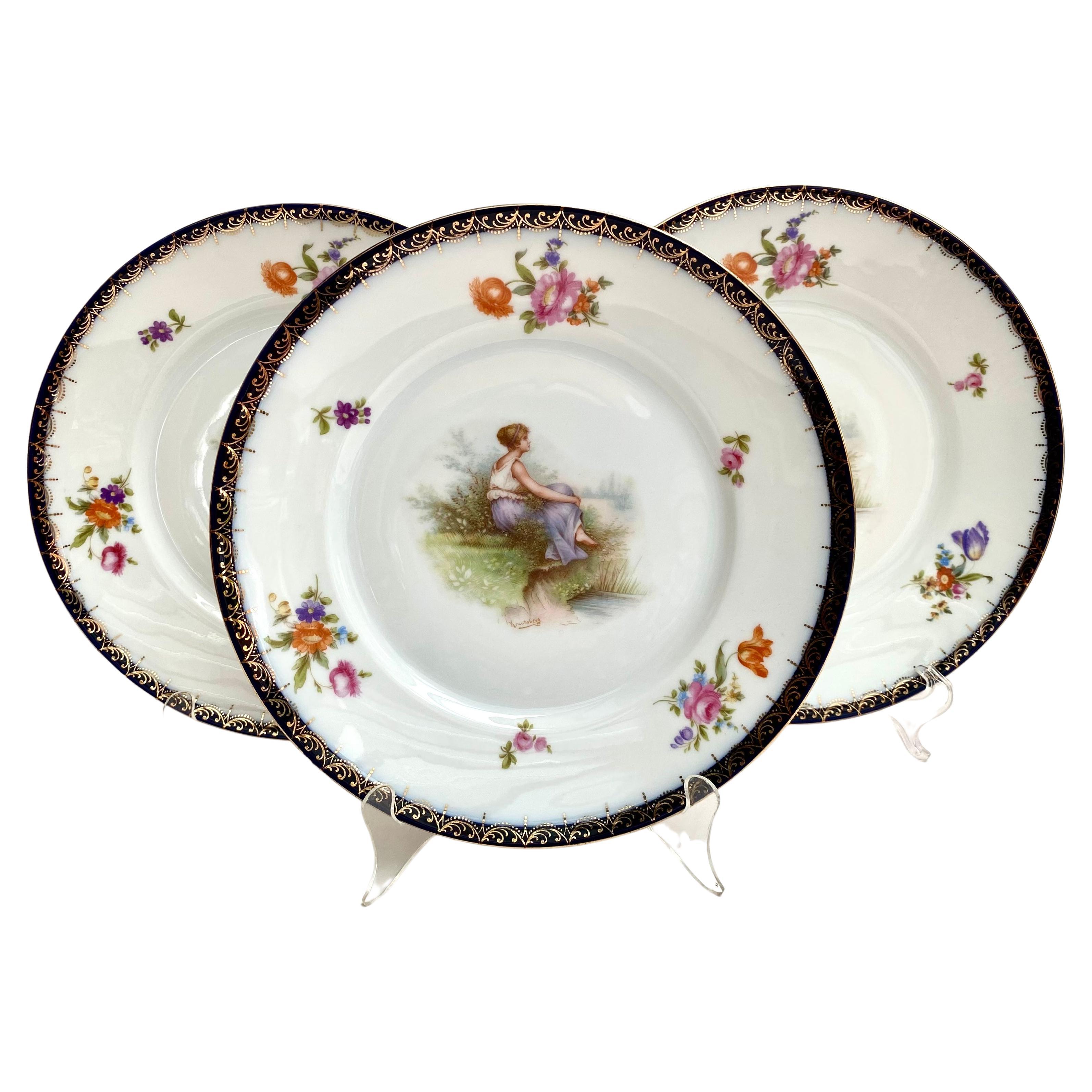 Assiettes anciennes Rosenthal, Allemagne, lot de 3  Assiettes - Porcelaine en vente