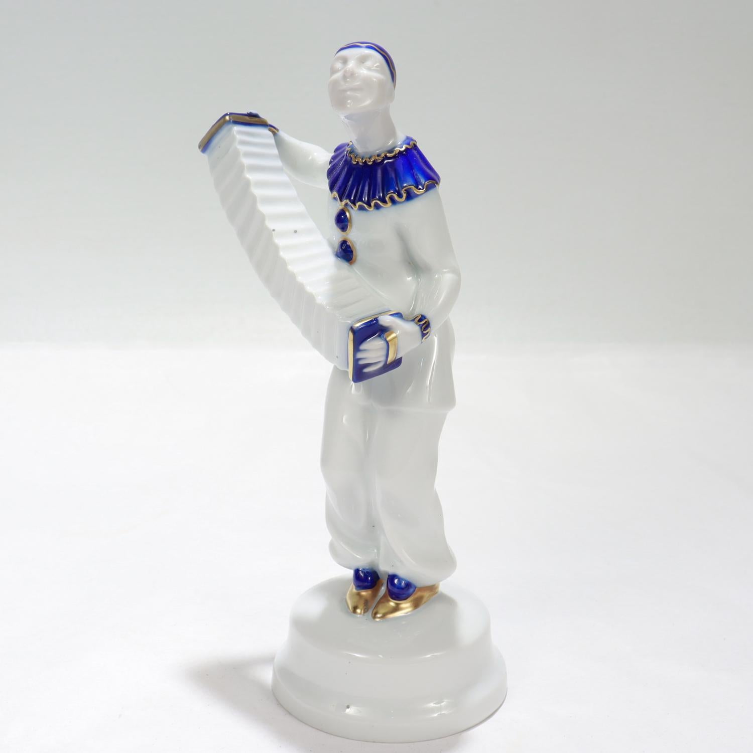 Jugendstil Antico clown Pierrot in porcellana Rosenthal n. 436 di A. Caasmann in vendita