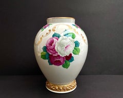Antique Rosenthal Vase Art Nouveau Roses Jardiniere Signed Floral Vase 1920s