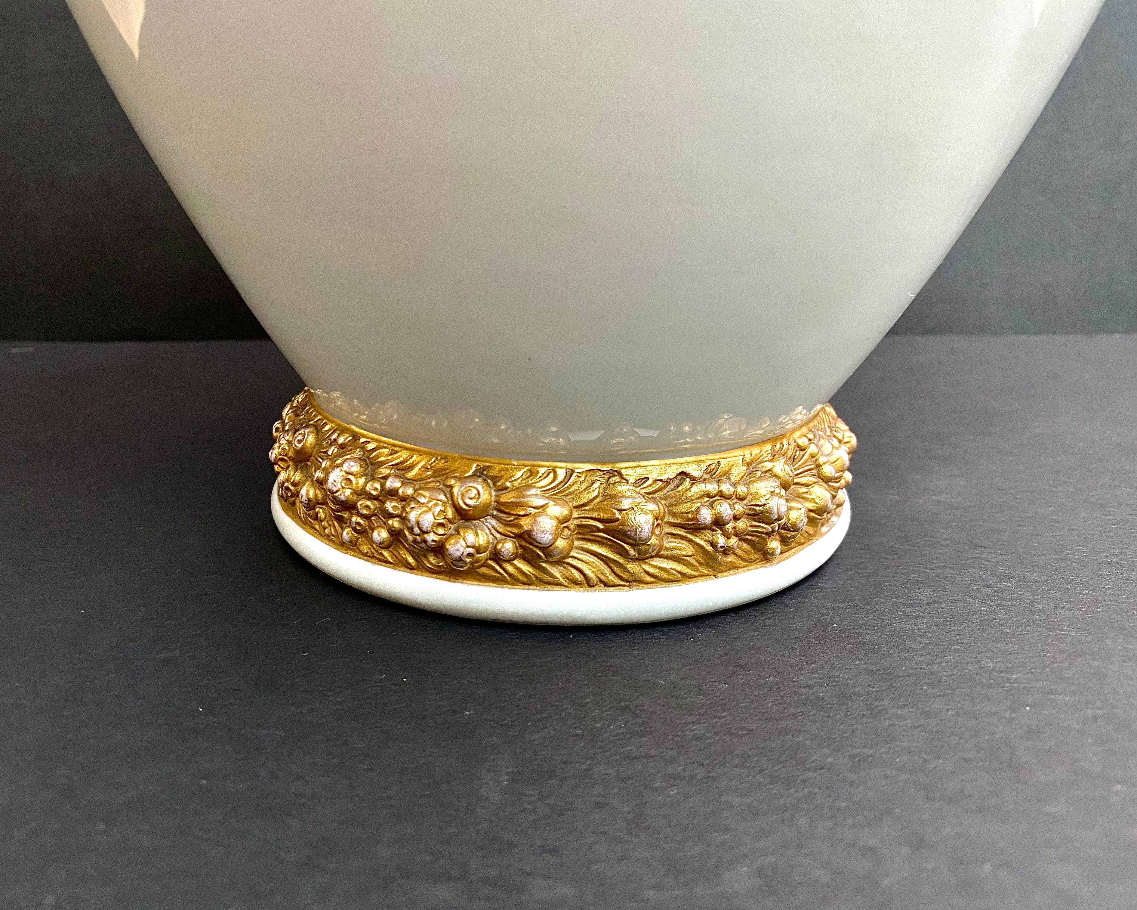 Early 20th Century Antique Rosenthal Vase Art Nouveau Roses Jardiniere Signed Floral Vase 1920s For Sale