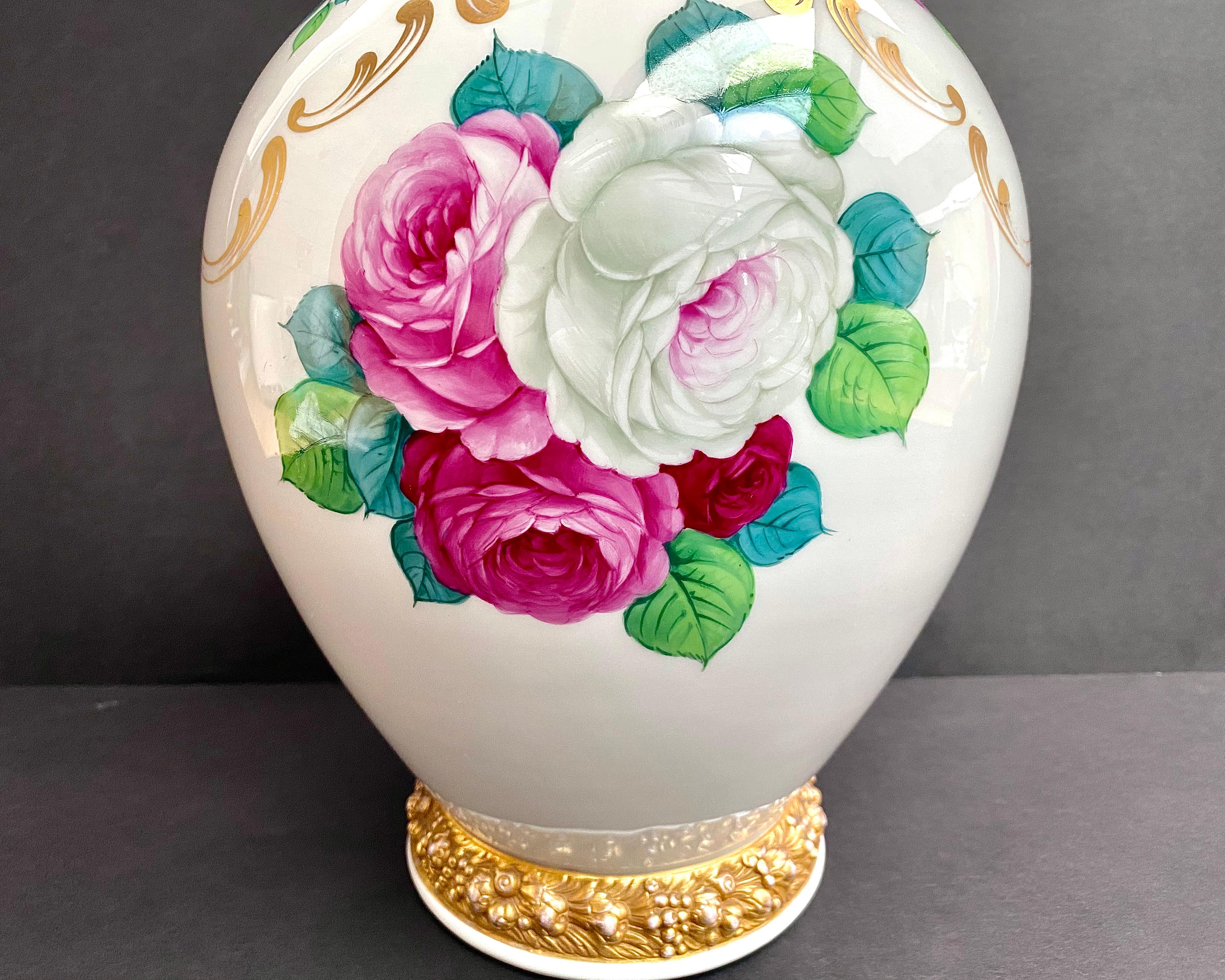Antique Rosenthal Vase Art Nouveau Roses Jardiniere Signed Floral Vase 1920s For Sale 3