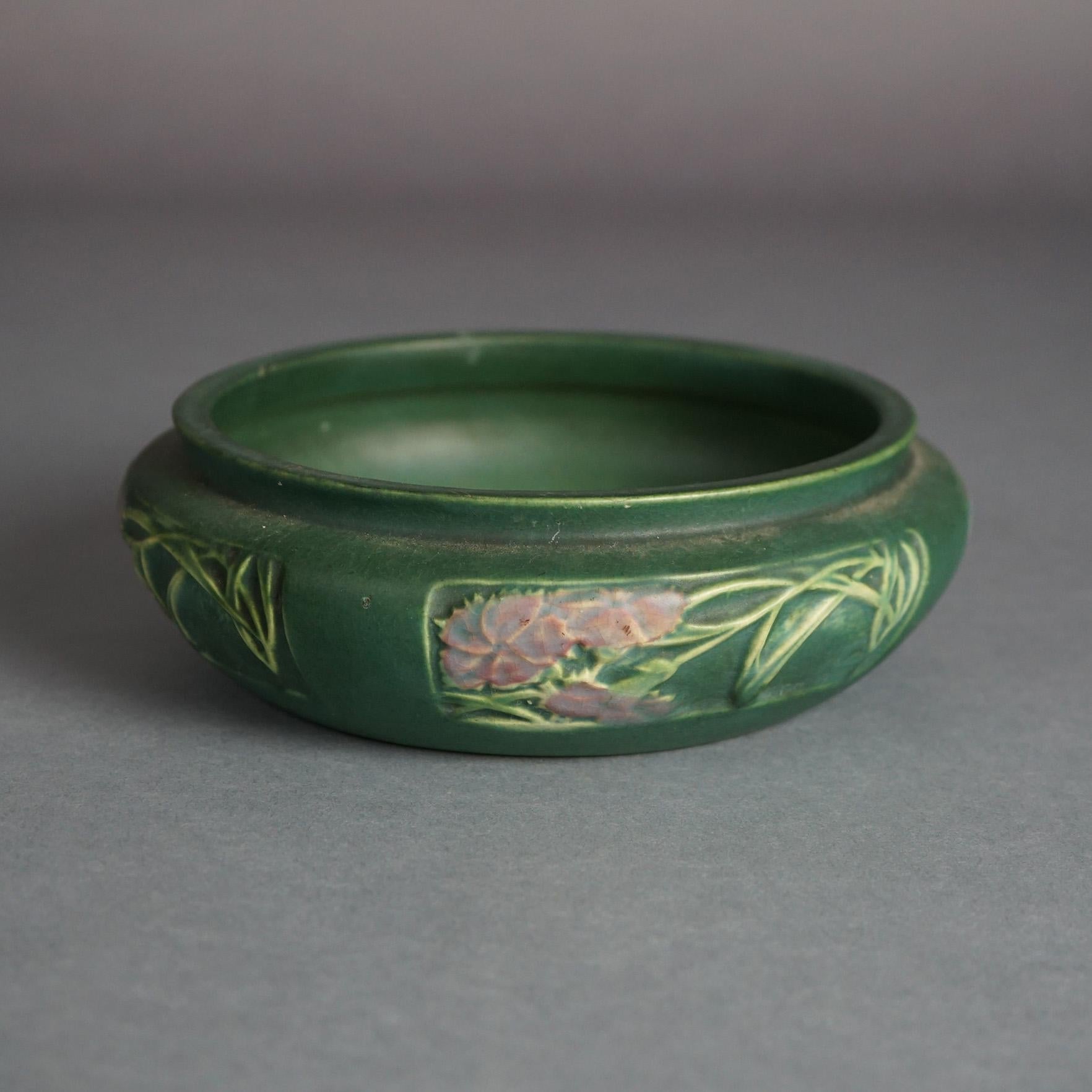 Arts and Crafts Antique Roseville Art Pottery Bowl with Rosecraft Pattern c1915