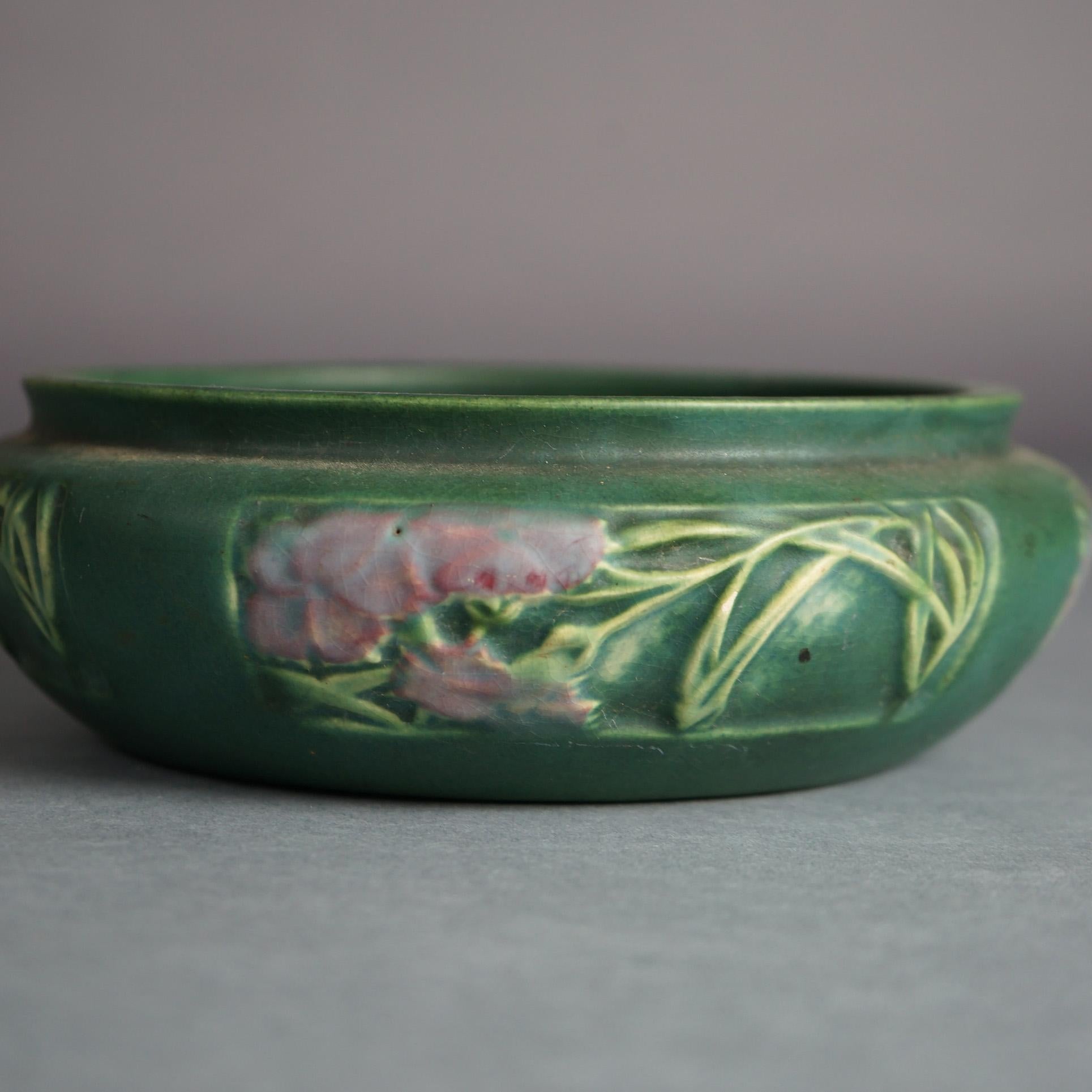 20th Century Antique Roseville Art Pottery Bowl with Rosecraft Pattern c1915