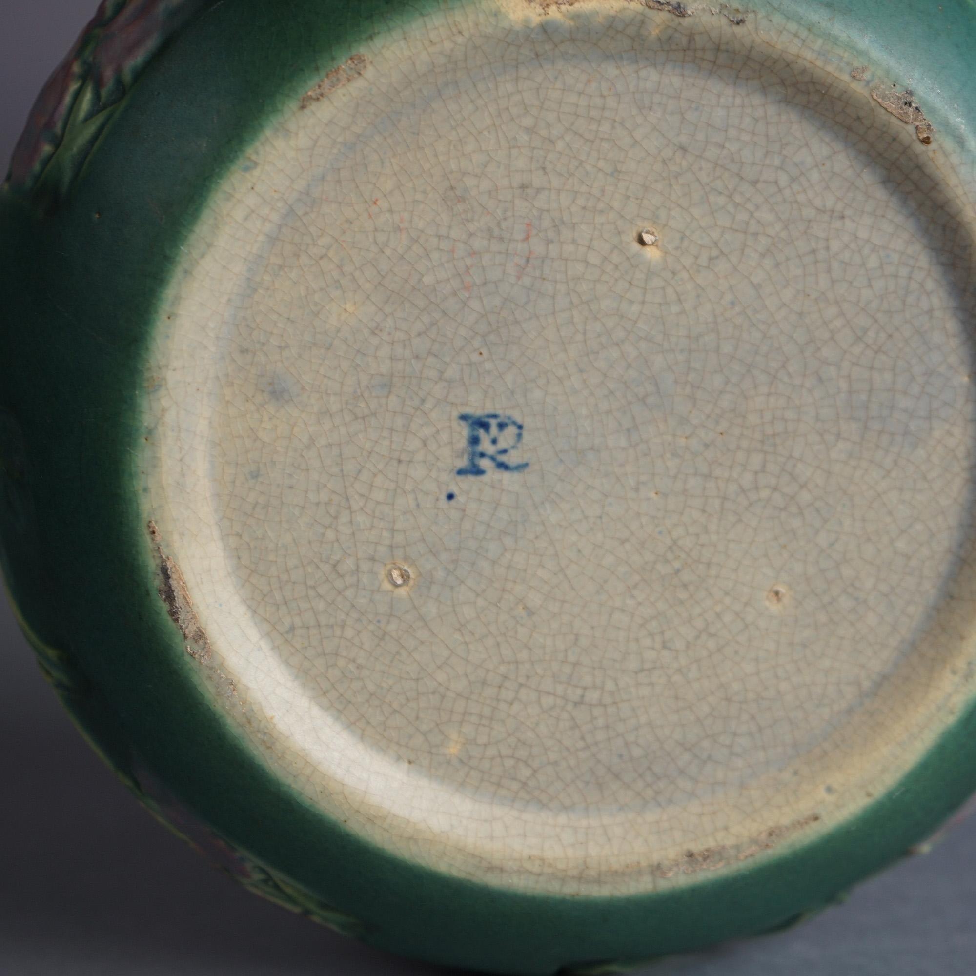Antique Roseville Art Pottery Bowl with Rosecraft Pattern c1915 1