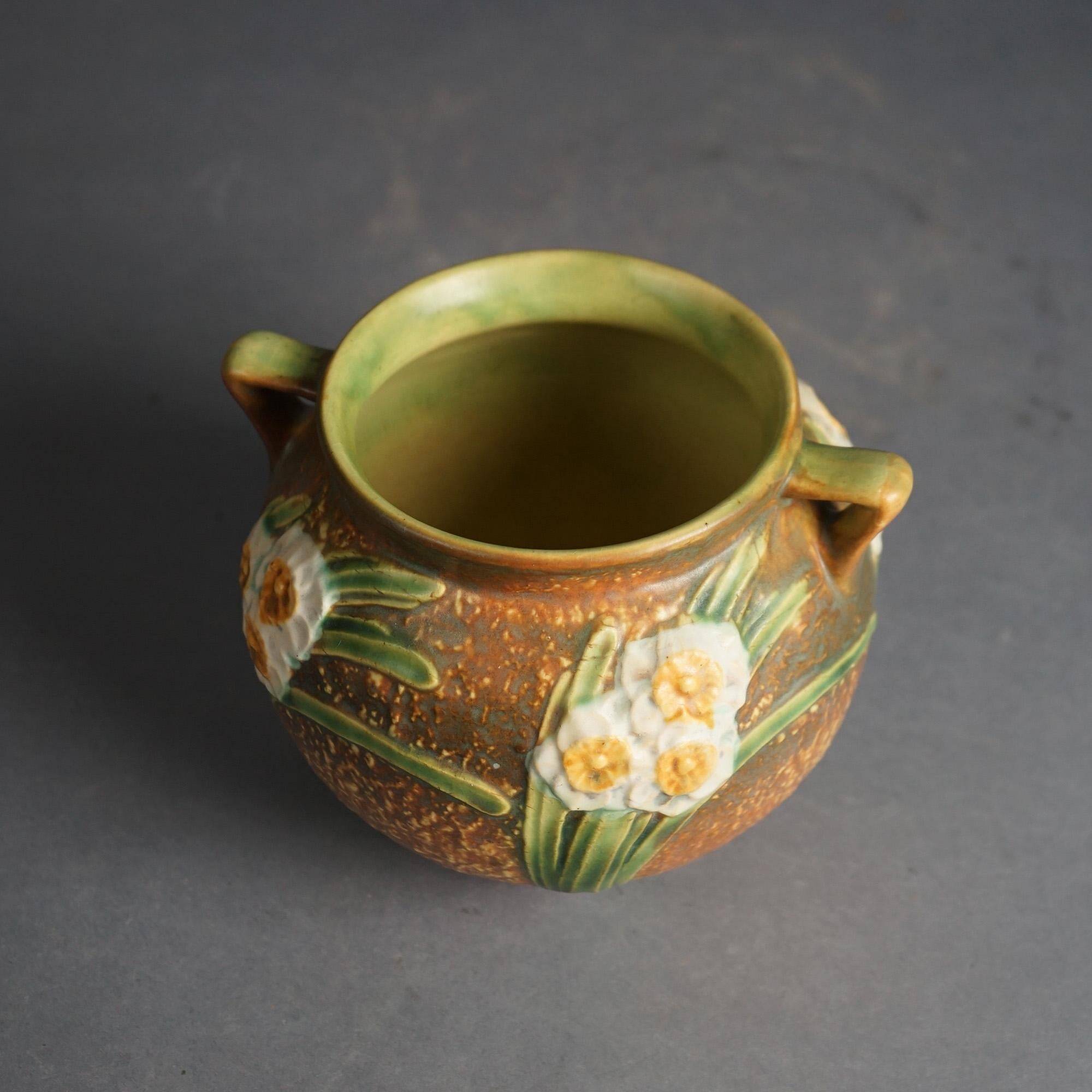 Antique Roseville Art Pottery Double Handled Vase, Jonquil, C1930 1