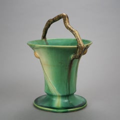 Antique Roseville Art Pottery Pinecone Basket, Circa 1930