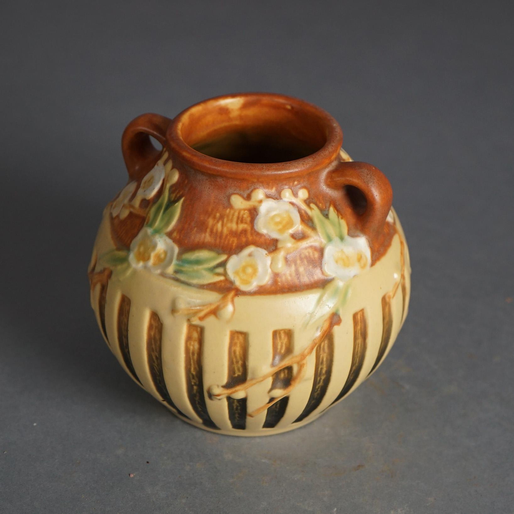 Antique Roseville Art Pottery Vase With Cherry Blossom Pattern C1920

Measures - 5.25