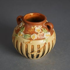 Antique Roseville Art Pottery Vase With Cherry Blossom Pattern C1920