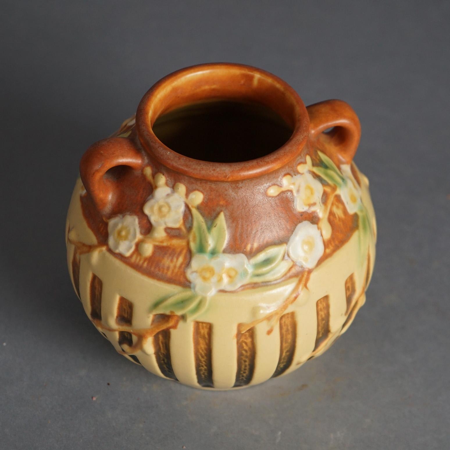 American Antique Roseville Art Pottery Vase With Cherry Blossom Pattern C1920