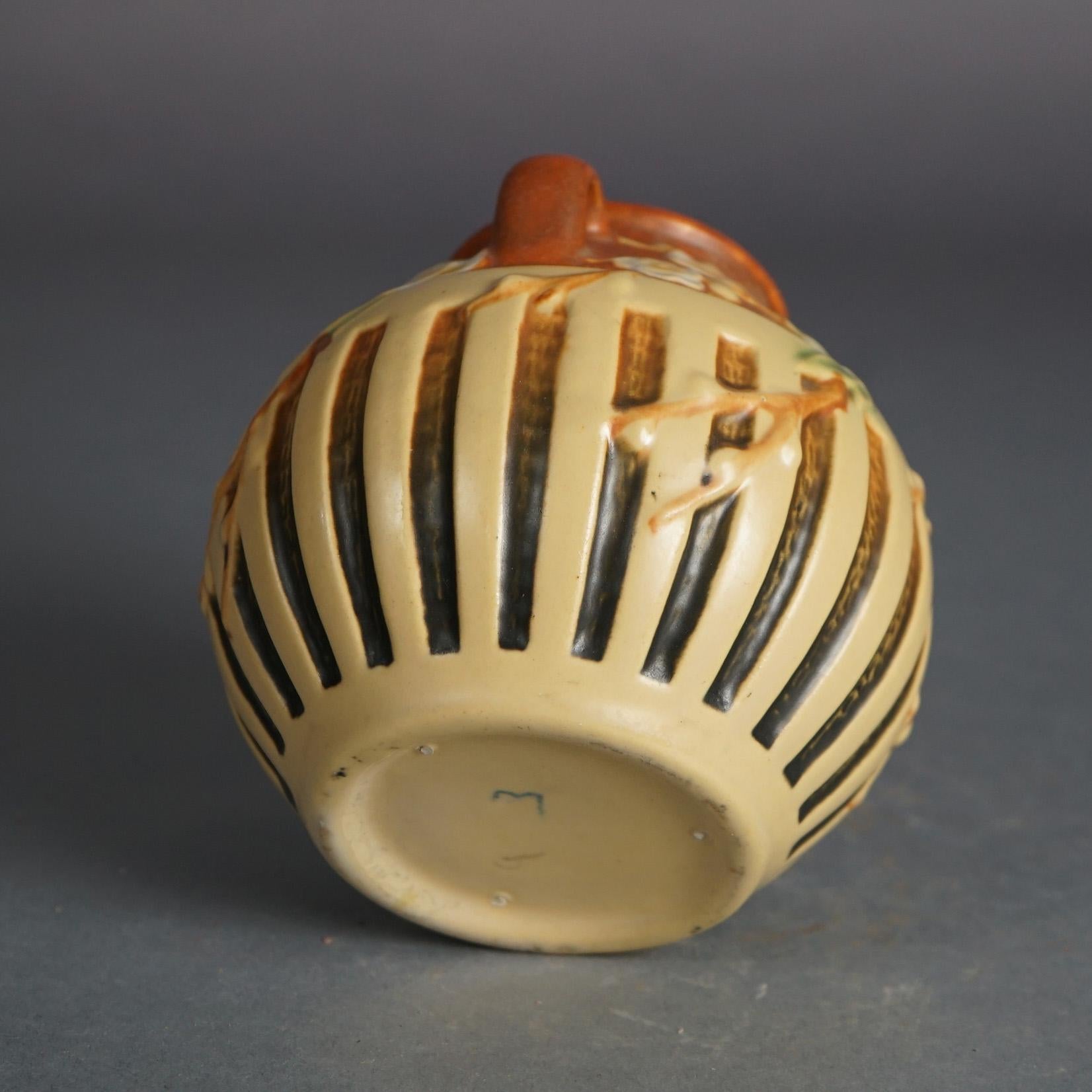 Antique Roseville Art Pottery Vase With Cherry Blossom Pattern C1920 In Good Condition In Big Flats, NY