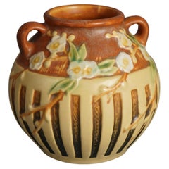 Antique Roseville Art Pottery Vase With Cherry Blossom Pattern C1920