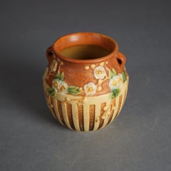 Antique Roseville Art Pottery Vase With Cherry Blossom Pattern C1930