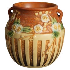 Antique Roseville Art Pottery Vase With Cherry Blossom Pattern C1930