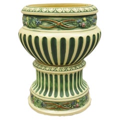 Used Roseville Corinthian Pattern Jardiniere Planter and Rare Low Pedestal