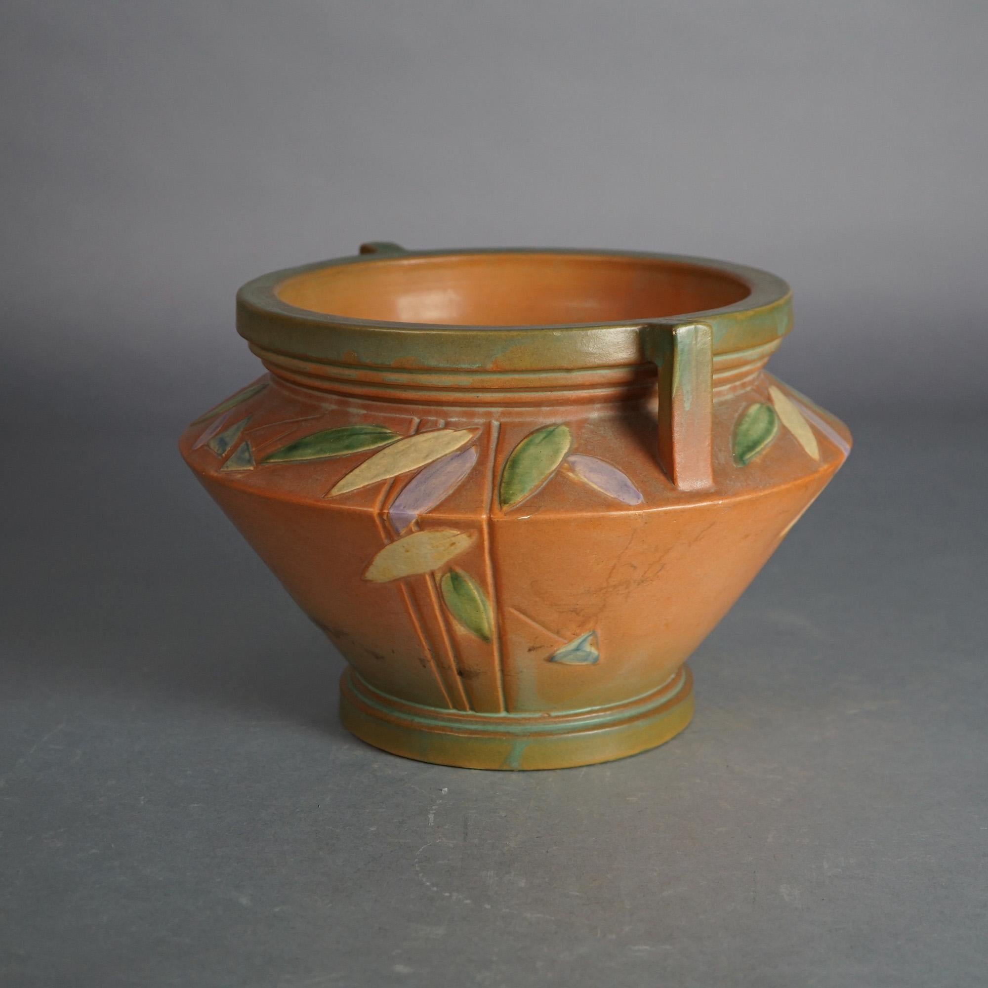 Antique Roseville Double Handled Art Pottery Jardiniere, Futura Pattern C1920

Measures - 8.25