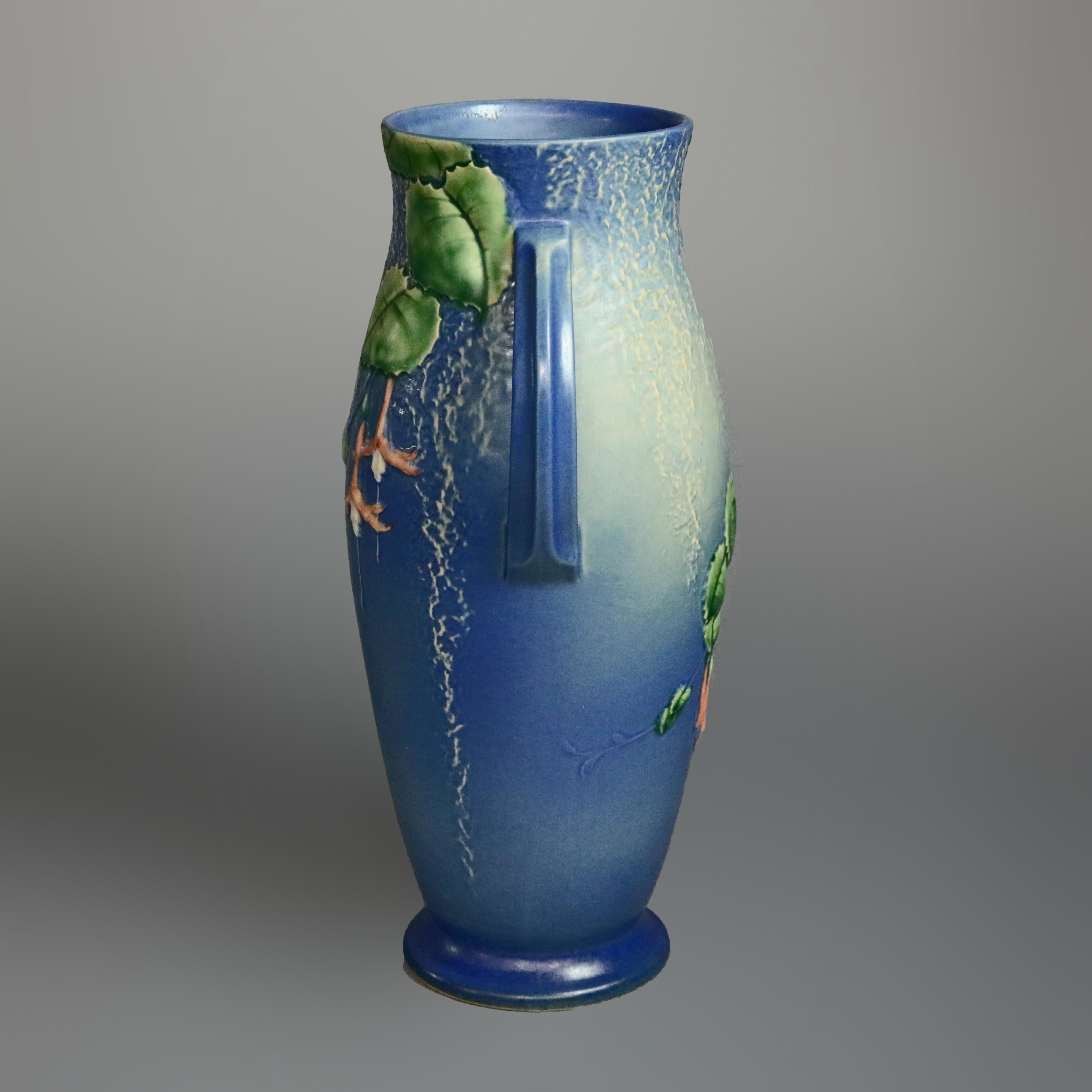 American Antique Roseville Fushia Art Pottery Handled Vase Circa 1930’s