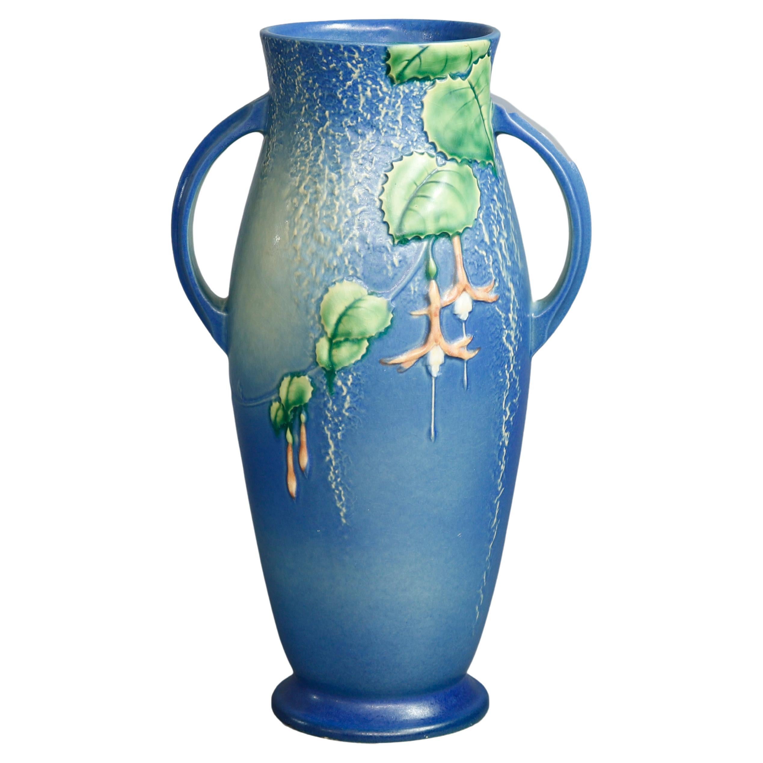 Antique Roseville Fushia Art Pottery Handled Vase Circa 1930’s