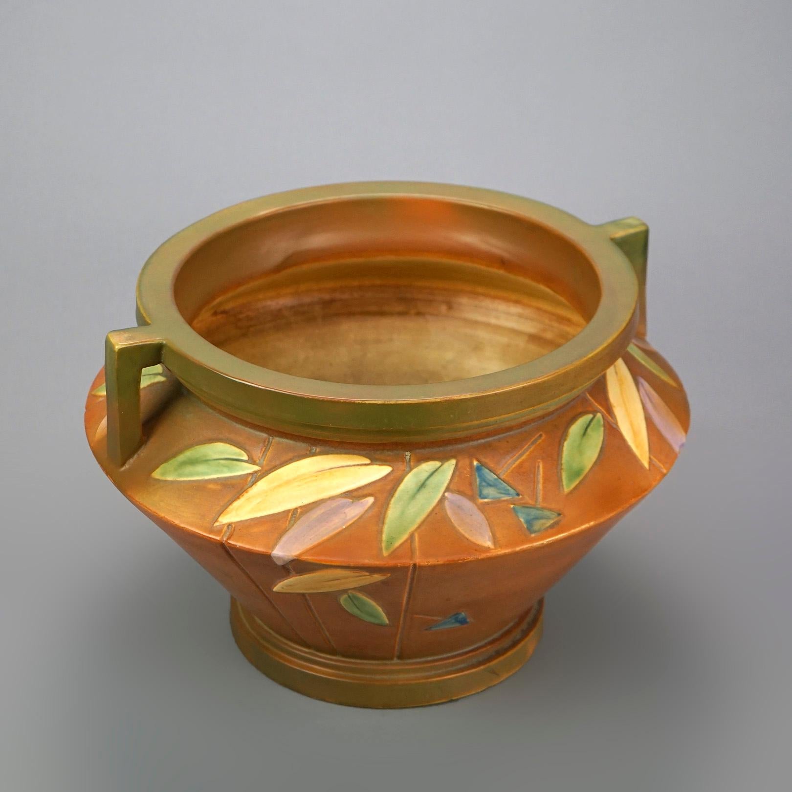American Antique Roseville Futura Art Pottery Oversized Double Handled Jardiniere c1920