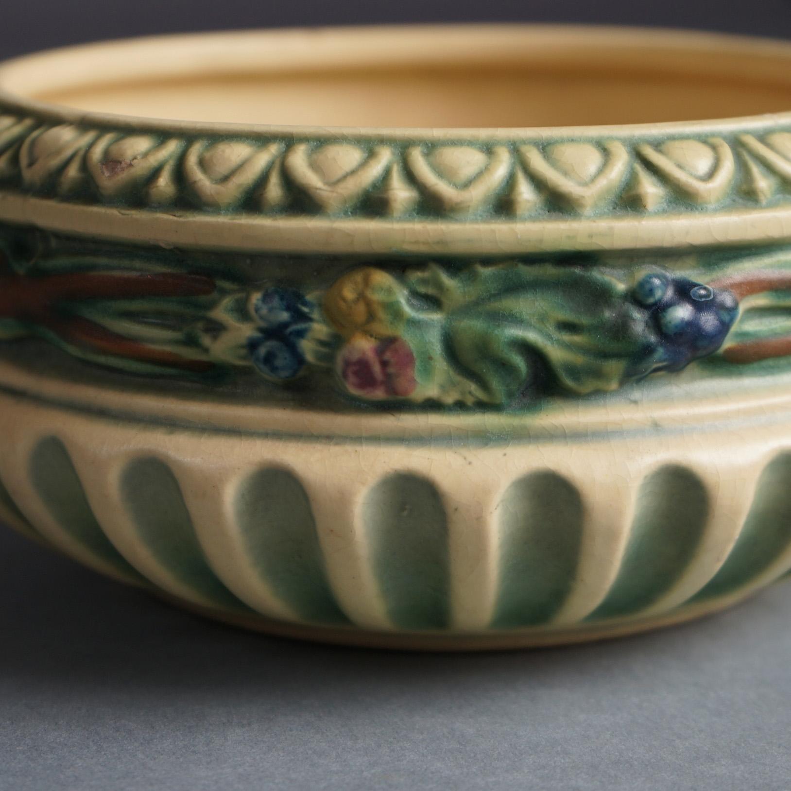 American Antique Roseville Pottery Bowl With Corinthian Pattern C1923