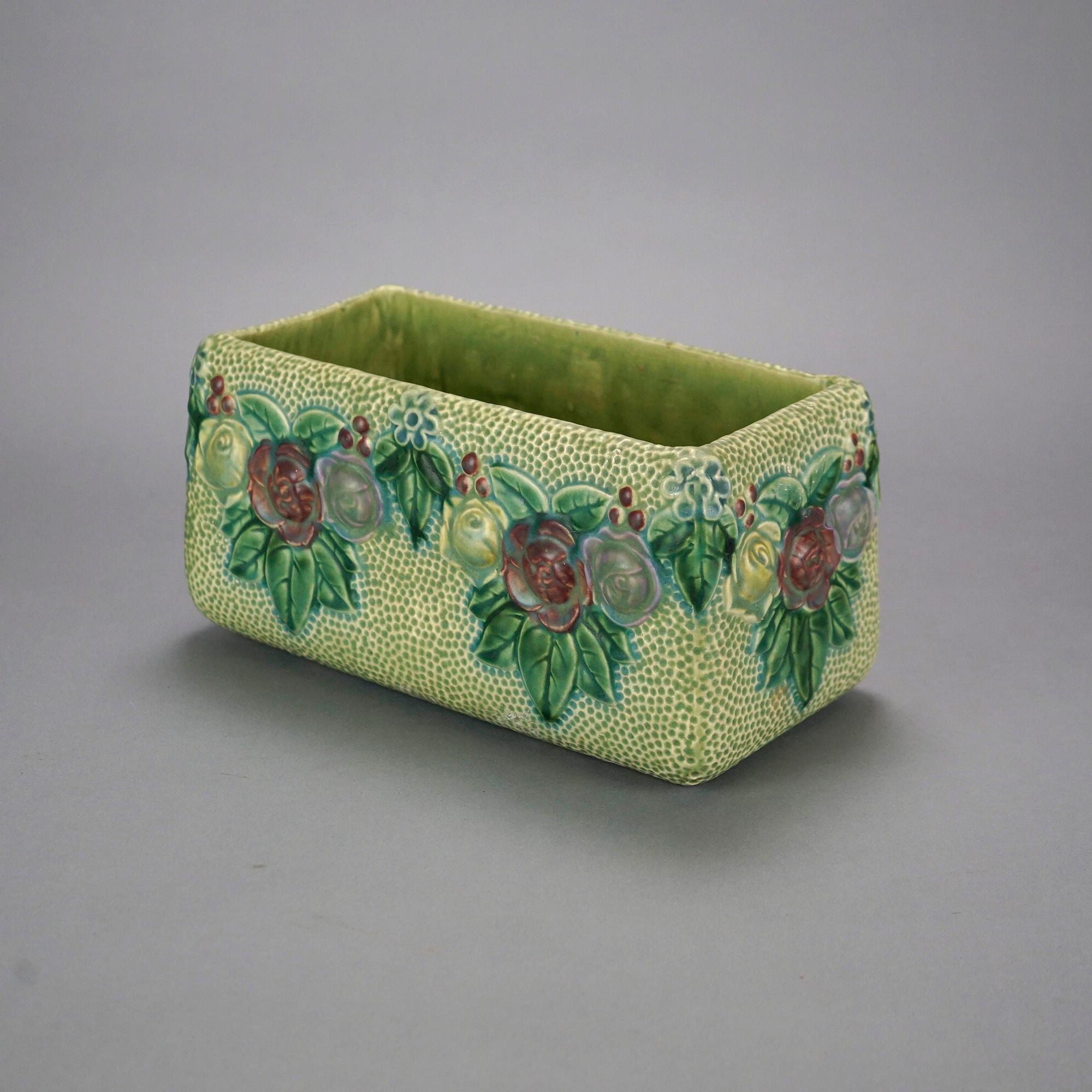 Antique Roseville Rozane Art Pottery Window Box Planter Circa 1920 In Good Condition In Big Flats, NY