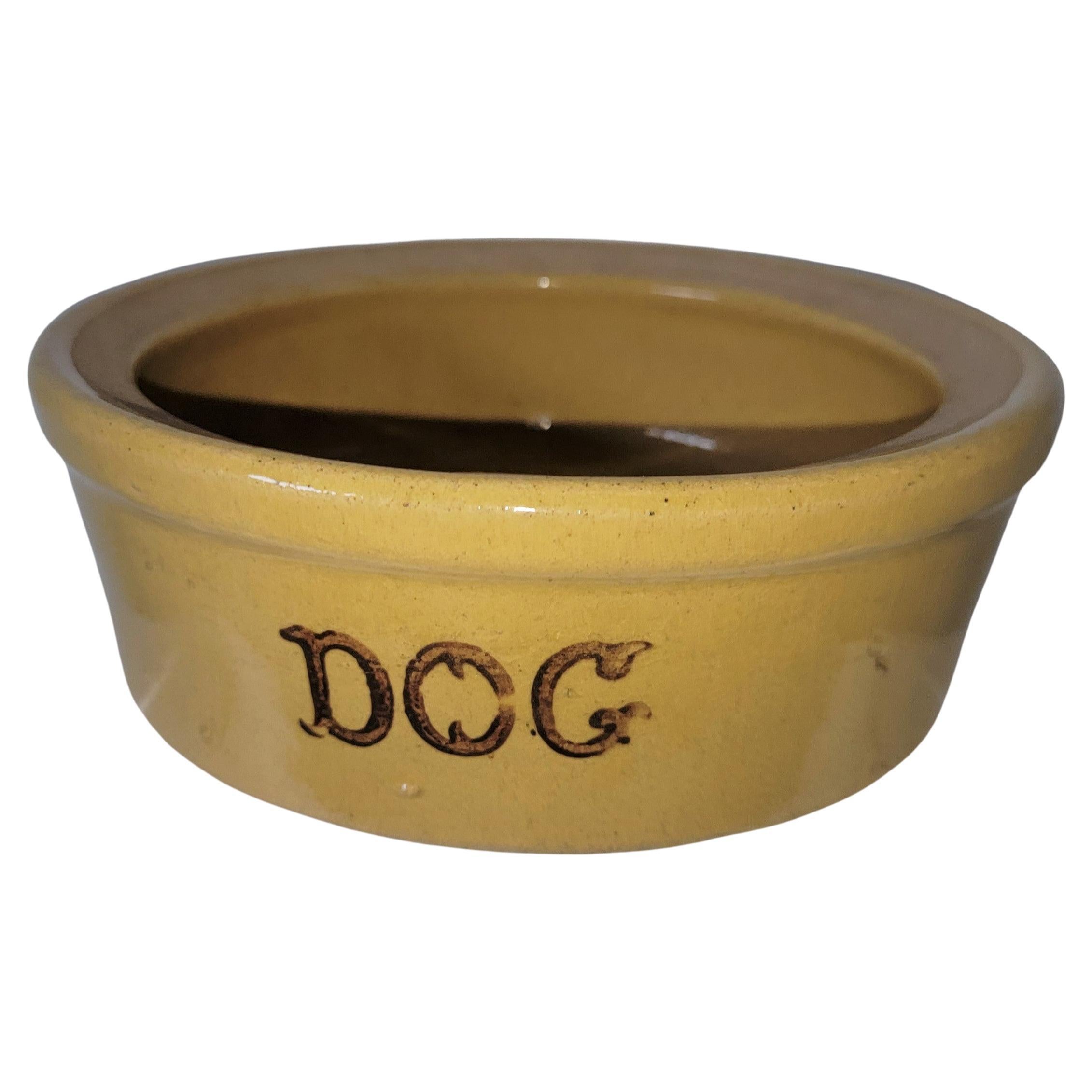 Antique Roseville Stoneware Dog Bowl For Sale