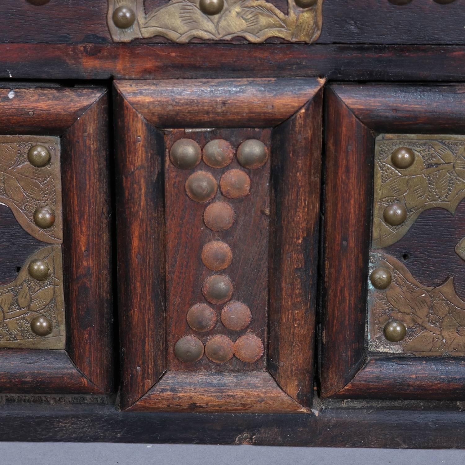 Antique Rosewood and Brass Turkish Marital Bride's Trunk, Early 19th Century 6