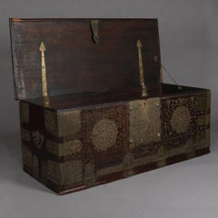 Antique Rosewood and Brass Turkish Marital Groom's Trunk, Early 19th Century