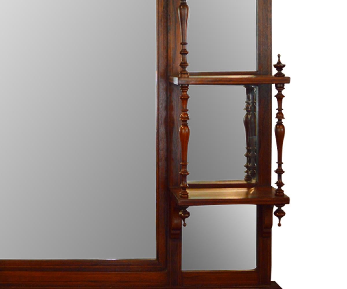 European Antique Rosewood and Inlaid Overmantel Mirror