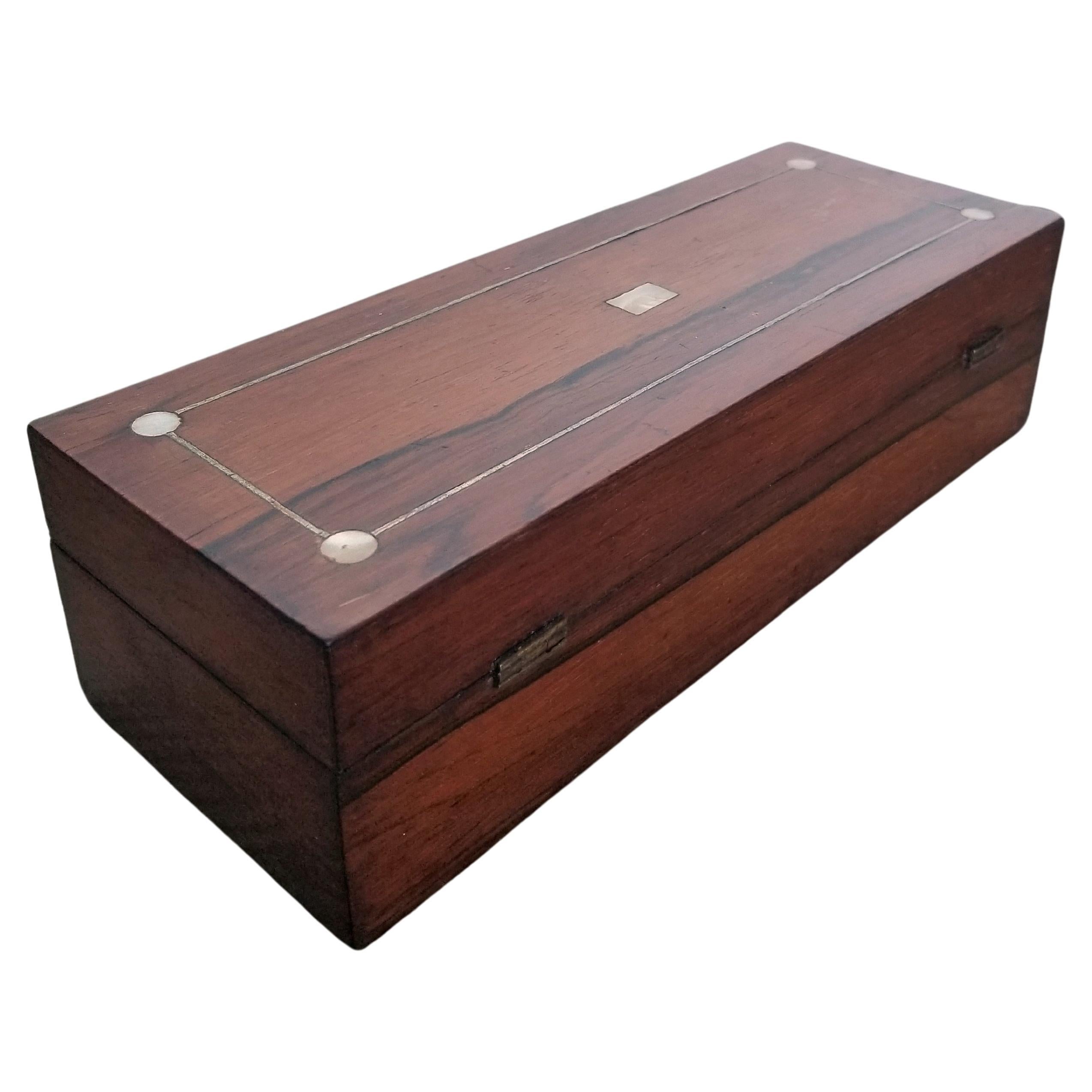 19th Century Antique Rosewood and Mother-of-Pearl Box For Sale