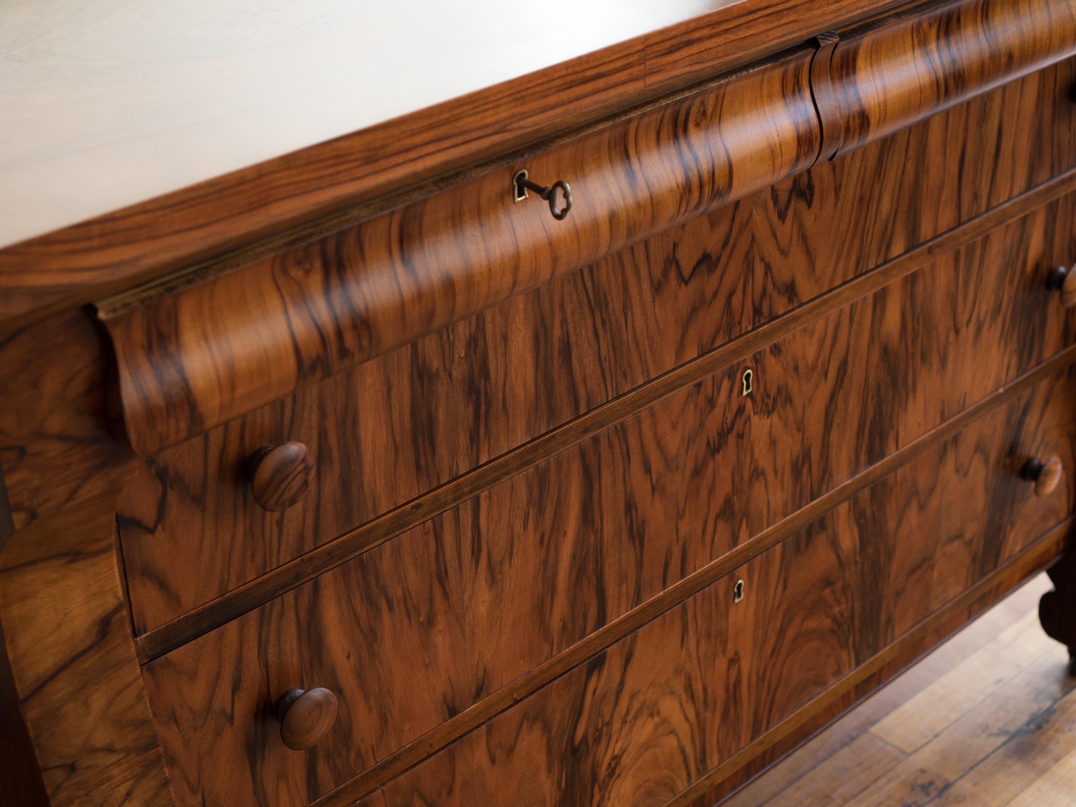 Antique Rosewood Biedermeier Chest of Drawers with Vanity Mirror 1