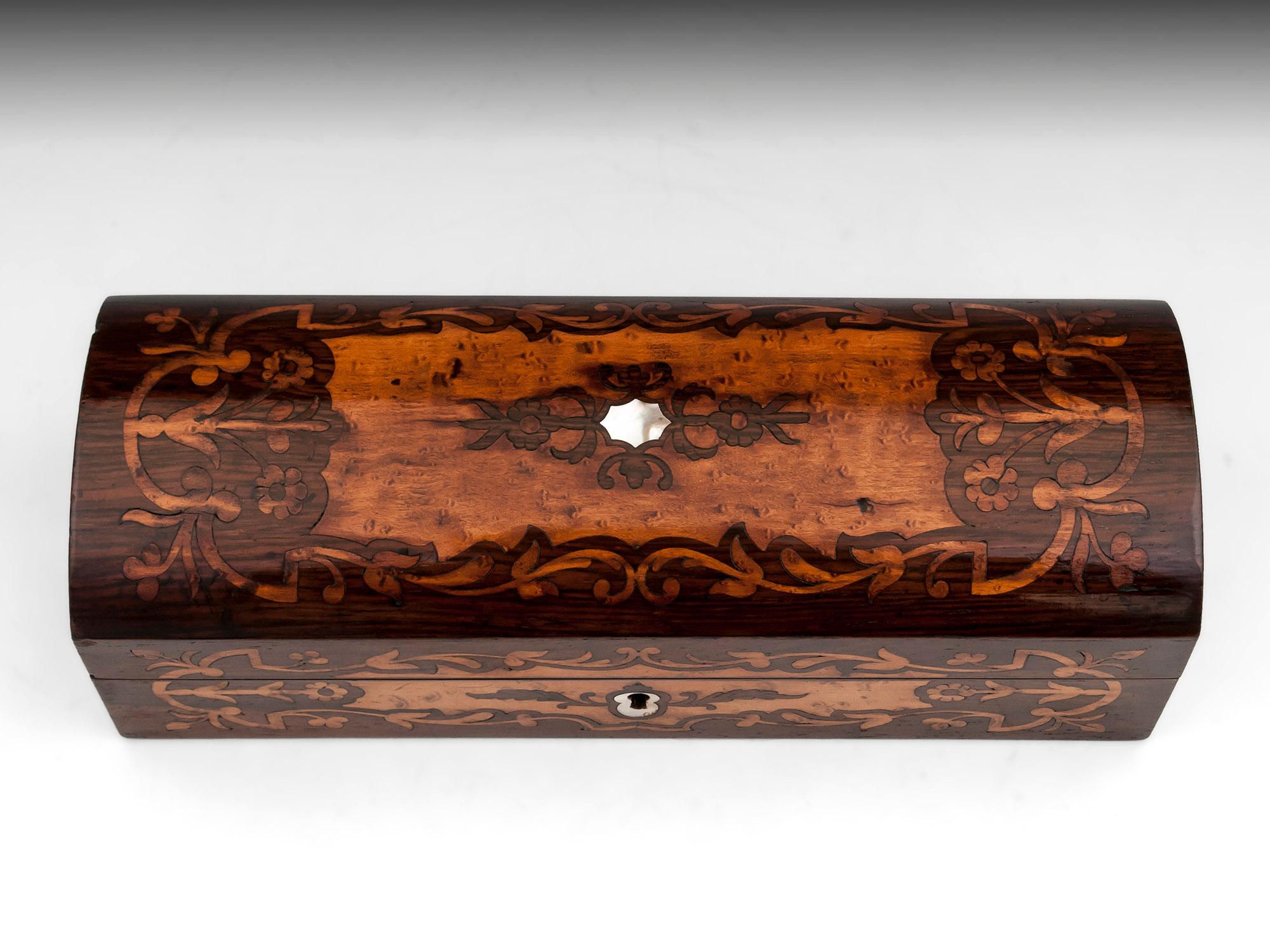 Antique Rosewood Birdseye Maple Jewelry Box In Good Condition For Sale In Northampton, United Kingdom