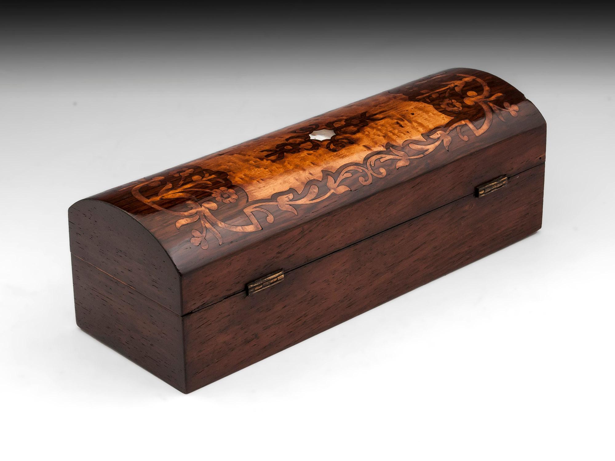 19th Century Antique Rosewood Birdseye Maple Jewelry Box For Sale