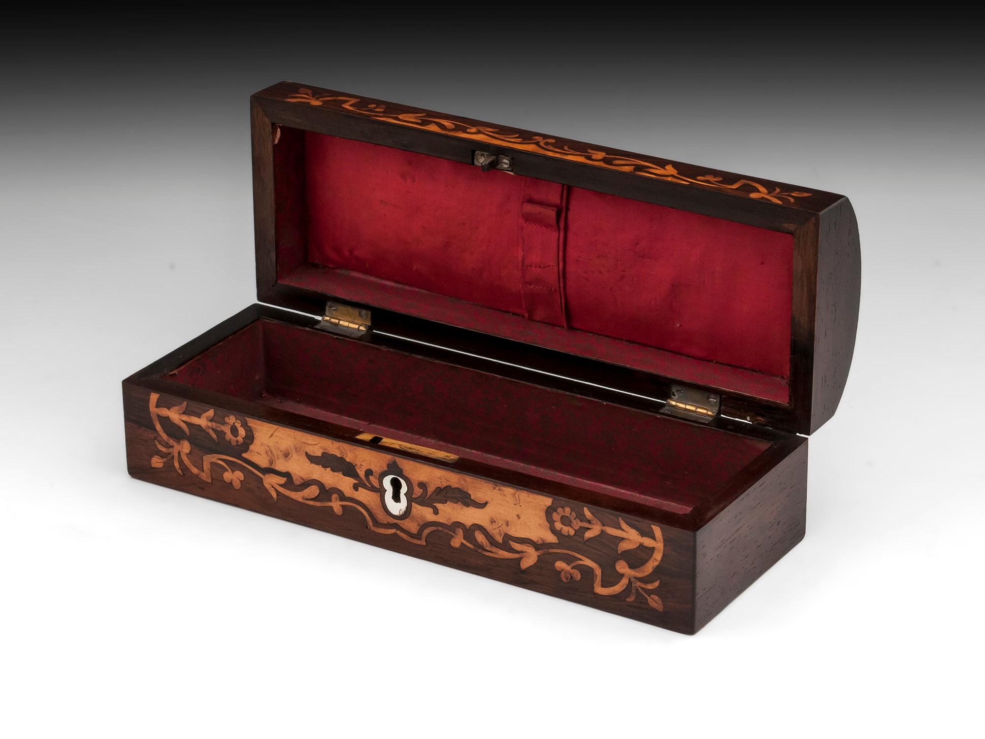 Antique Rosewood Birdseye Maple Jewelry Box For Sale 2