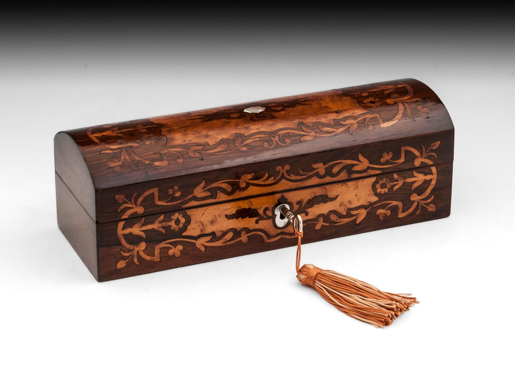 Antique Rosewood Birdseye Maple Jewelry Box For Sale 3