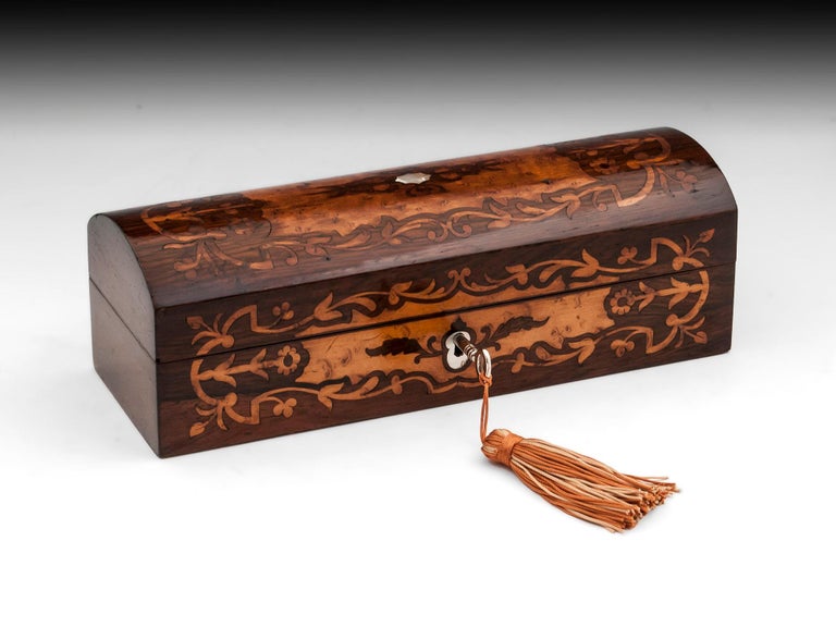 Antique Rosewood Birdseye Maple Jewelry Box For Sale at 1stDibs