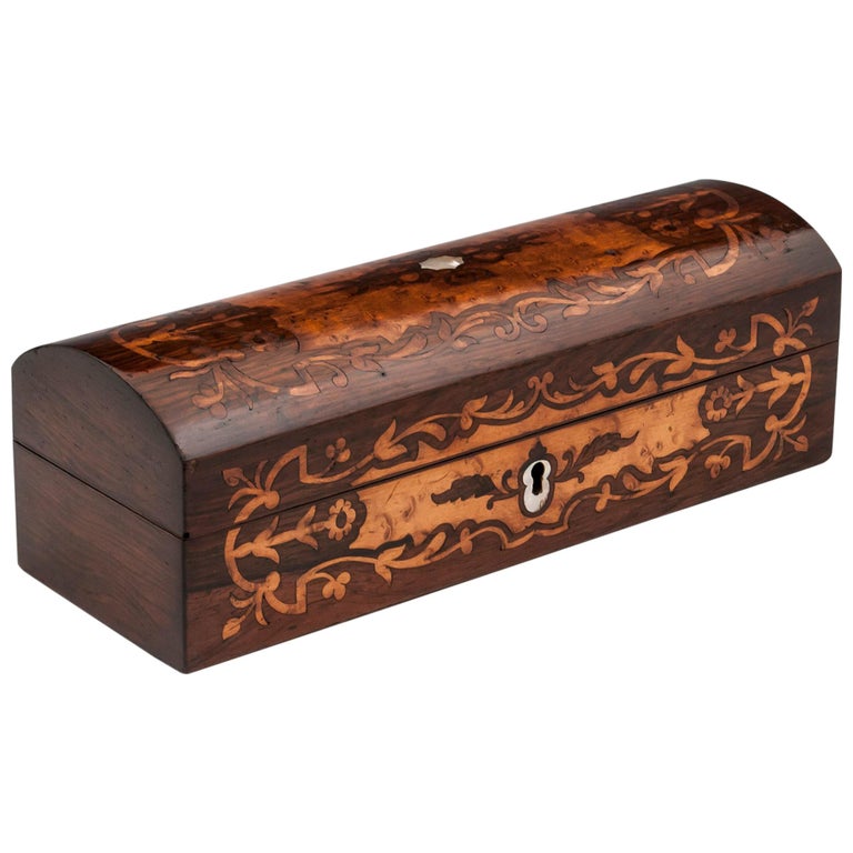 Antique Rosewood Birdseye Maple Jewelry Box For Sale at 1stDibs