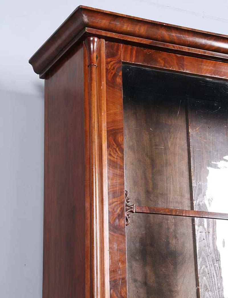 Antique Mahogany Veneered Bookcase, Biedermeier from the 19th Century 2
