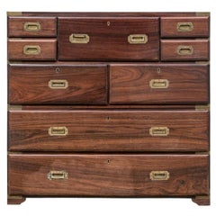 Antique Rosewood Campaign Secretary Chest for Restoration