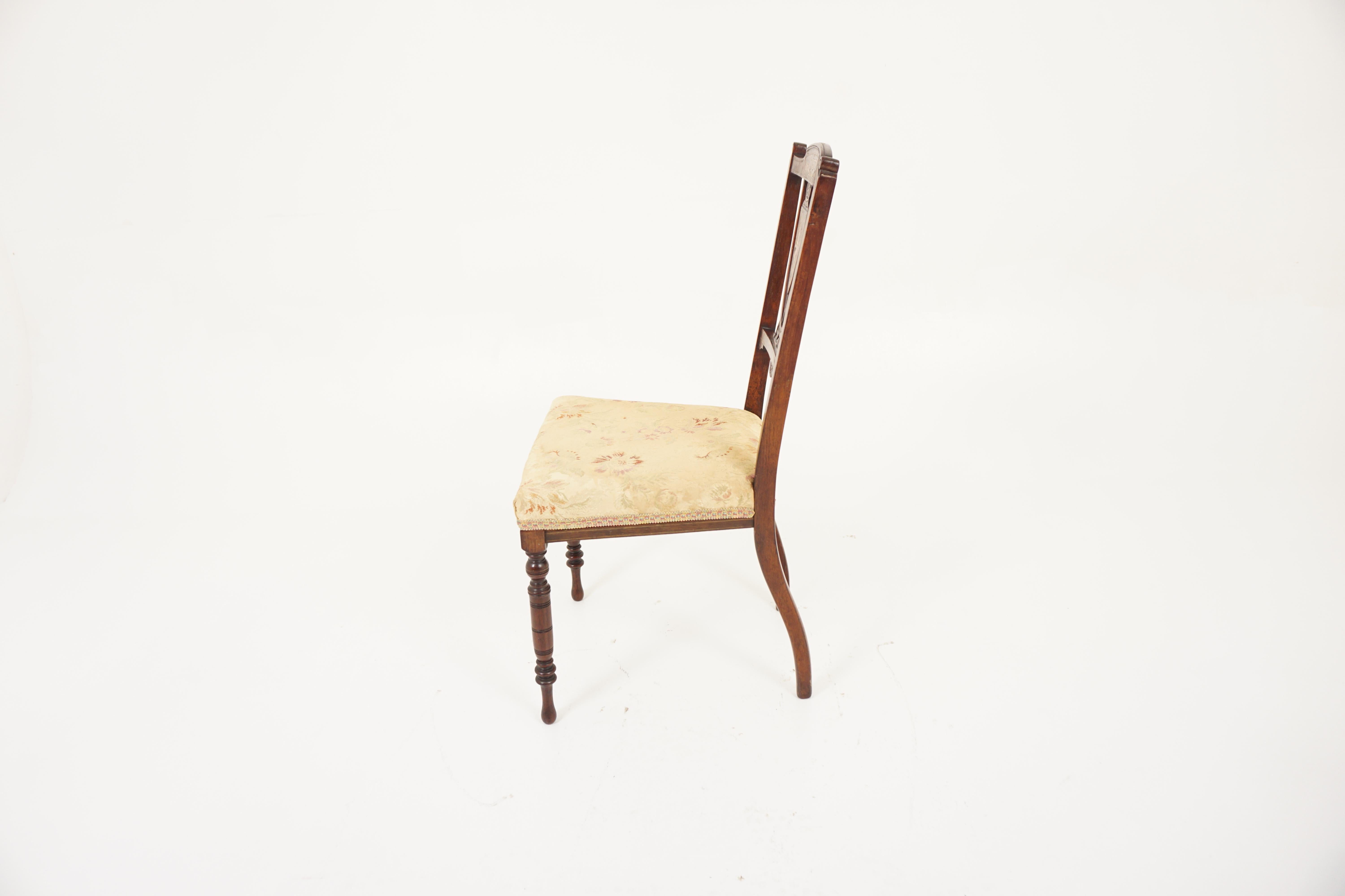 Early 20th Century Antique Rosewood Chairs, Pair of Marquetry Side Chairs, Scotland 1900, H1120