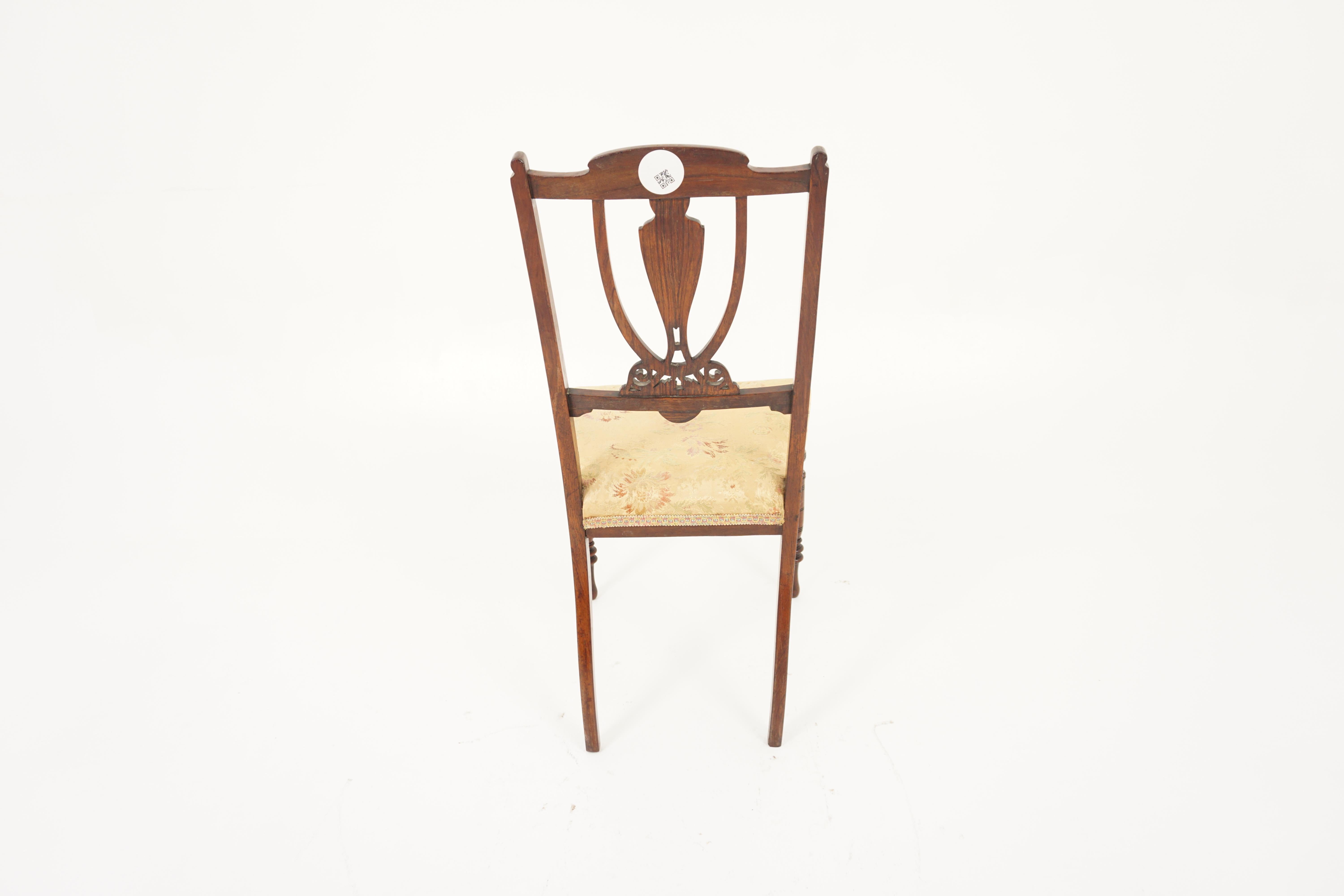 Antique Rosewood Chairs, Pair of Marquetry Side Chairs, Scotland 1900, H1120 1