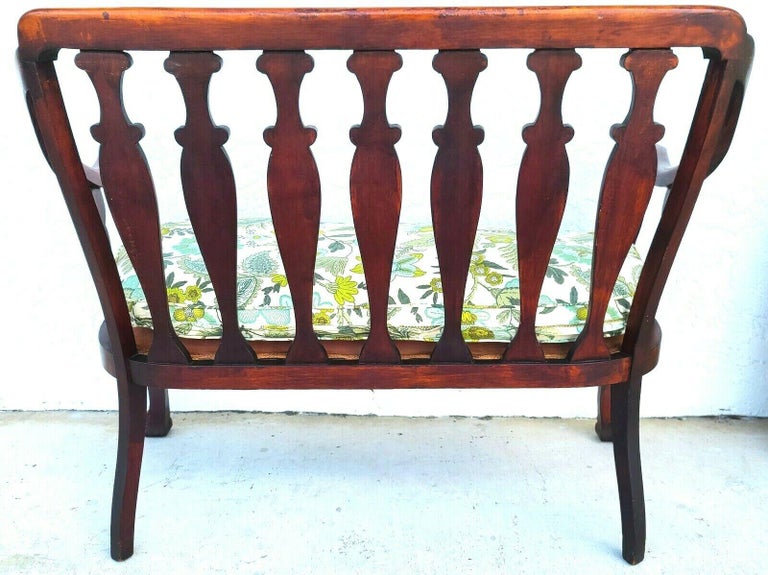 20th Century Antique Early 1900s Solid Red Mahogany Claw Foot Settee Bench For Sale