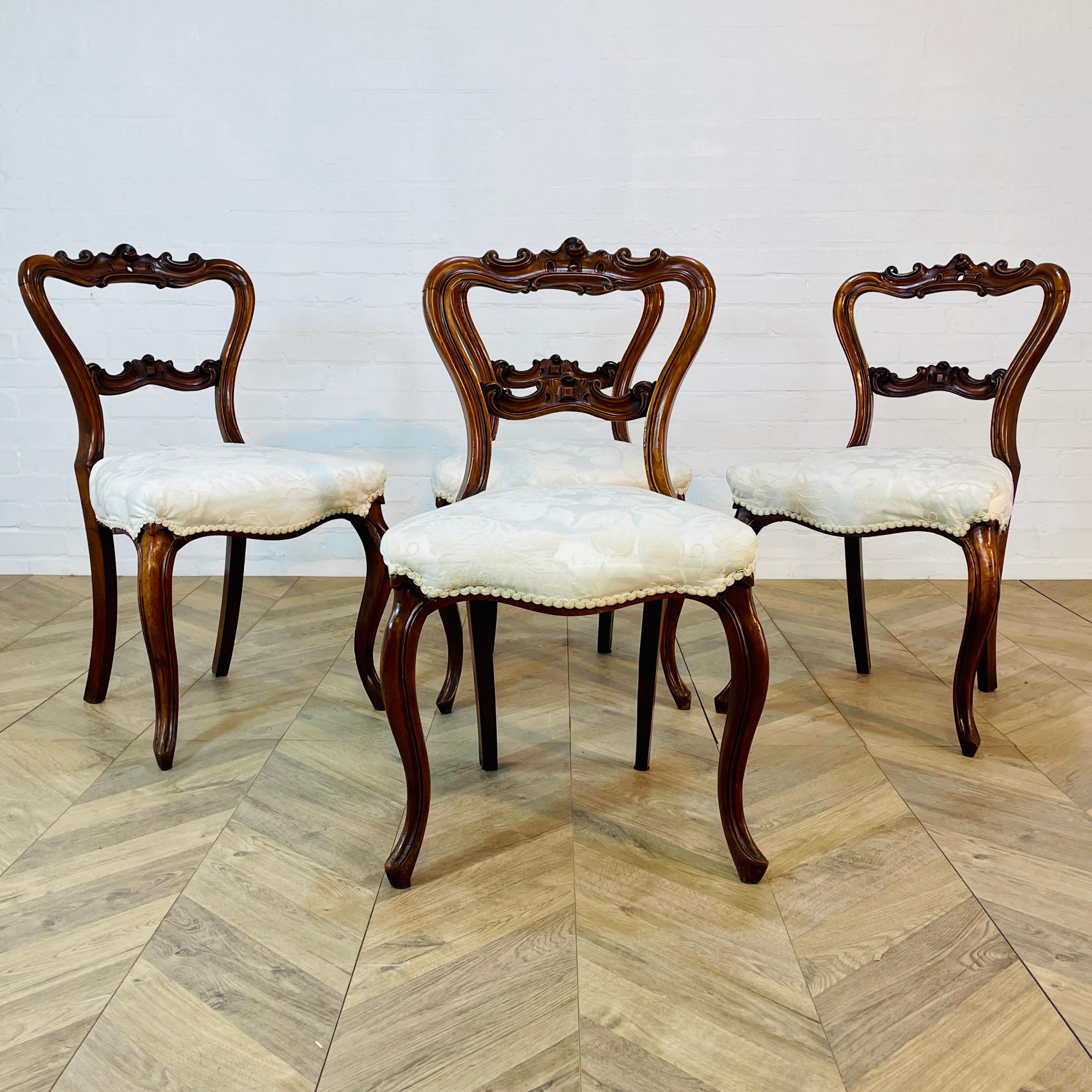 Antique Rosewood Crown / Balloon Back Dining Chairs, Set of 4 en vente 5