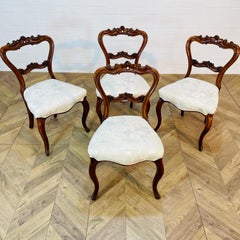 Antique Rosewood Crown / Balloon Back Dining Chairs, Set of 4