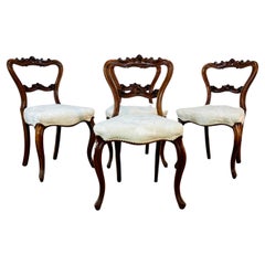 Antique Rosewood Crown / Balloon Back Dining Chairs, Set of 4